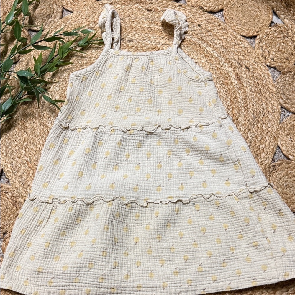 Rabbit bear Gauze Tank Knee length Organic Cotton Dress. Size 6x